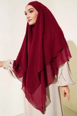 Şifon Sufle Hazır Şal Bordo - 1