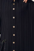 Boydan Tahta Düğmeli Uzun Tunik Siyah thumbnail 4