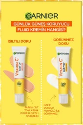 Garnier C Vitamini Parlak Günlük Güneş Koruyucu Fluid Yüz Kremi Görünmez Doku 50 Spf 40 ml - 10