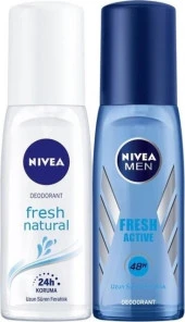 Nivea Pump Deodorant Aile Paketi,Pump Sprey Fresh Kadın Deodorant 75 ml,Men Pump Sprey Fresh Erkek D thumbnail 1