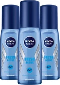 Nivea Deodorant Erkek Fresh Active Pump Sprey 75 ml X3 - 1