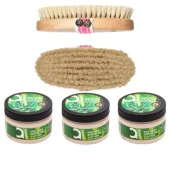 LA PERLA %100 DOĞAL AT KILI FIRÇA 9067 + Face Body Scrub Gel Aloe Vera 300ML x 4 Adet - 1