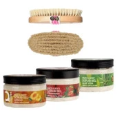 LA PERLA %100 DOĞAL AT KILI FIRÇA 9067 Yüz ve Vücut Scrub Jel Peeling Yüz Maskesi 4'lü Set - 1