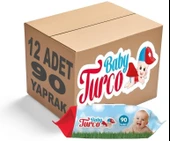 Baby Turco Islak Havlu Mendil Klasik 90 Yaprak 12 Li Set Plastik Kapaklı 1080 Yaprak - 1