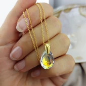 Vaoov 925 Ayar Gümüş Damla Swarovski Taşlı Hediye Kolye thumbnail 3