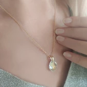 Vaoov 925 Ayar Gümüş Damla Swarovski Taşlı Hediye Kolye thumbnail 8