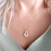 Vaoov 925 Ayar Gümüş Damla Swarovski Taşlı Hediye Kolye thumbnail 4