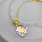 Vaoov 925 Ayar Gümüş Damla Swarovski Taşlı Hediye Kolye thumbnail 1