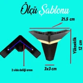 Mobilya Kanepe Çekyat Sehpa TV Ünitesi Koltuk Ayağı Baza Ayak Köşe 12 cm Siyah Altın thumbnail 2