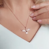 Vaoov 925 Ayar Gümüş Kanatlı Kolye thumbnail 3