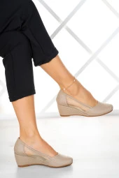 Erkan Saçmacı Evelyn Ten Nano Fileli Dolgu Topuklu Ayakkabı - 1