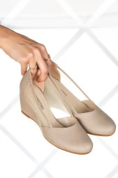 Erkan Saçmacı Evelyn Ten Nano Fileli Dolgu Topuklu Ayakkabı - 4