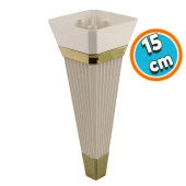 Mobilya Kanepe Çekyat Sehpa TV Ünitesi Koltuk Ayağı Baza Ayak 15 cm Krem Altın thumbnail 1