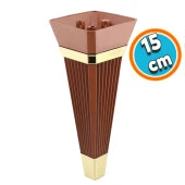 Mobilya Kanepe Çekyat Sehpa TV Ünitesi Koltuk Ayağı Baza Ayak 15 cm Ceviz Altın thumbnail 1