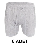 6 Adet Erkek % 100 Pamuk Arjantin Penye Boxer Gri (65 Kilo-115 Kilo) - 1