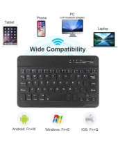 Wenn Tab Ultra 10.1" Uyumlu Kablosuz Bluetooth Şarj Edilebilir Mini Q Klavye - Siyah - 3
