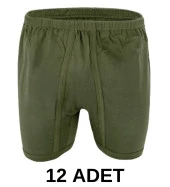 12 Adet Erkek % 100 Pamuk Arjantin Penye Boxer Asker Yeşili (65 Kilo-115 Kilo) - 1