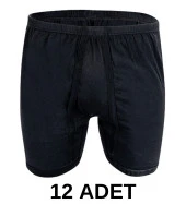 12 Adet Erkek % 100 Pamuk Arjantin Penye Boxer Siyah (65 Kilo-115 Kilo) - 1