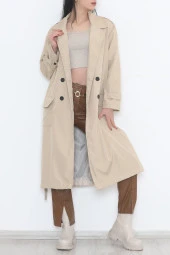 Kemerli Trençkot Vizon - 11613.683. - 1