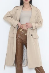 Kemerli Trençkot Vizon - 11613.683. - 2