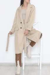 Kemerli Trençkot Vizon - 11613.683. - 3