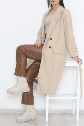 Kemerli Trençkot Vizon - 11613.683. - 4