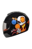 MTS SY118 ÇOCUK KASKI SKULL SİYAH (SİYAH CAMLI) - 1