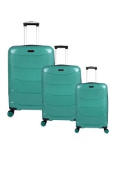 Bagacar Ultra Hafif Kırılmaz Silikon 3lü Set Valiz Yeşil+ETİKET HEDİYELİ! - 1