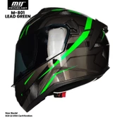MTS M-801-SNAKE LEAD GREEN GÜNEŞ VİZÖRLÜ KASK (SİYAH CAMLI) - 1