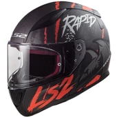 LS2 RAPID RAVEN MAT SİYAH-BEYAZ-KIRMIZI KASK - 2