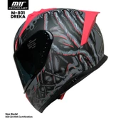 MTS M-201-SNAKE DREKA MAT SİYAH-KIRMIZI GÜNEŞ VİZÖRLÜ KASK - 1