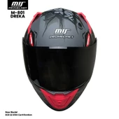 MTS M-201-SNAKE DREKA MAT SİYAH-KIRMIZI GÜNEŞ VİZÖRLÜ KASK - 2