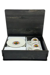 Fenerbahçe Orijinal Lisanslı 2'li Fincan Takımı Hediyelik Ahşap Kutulu - 3