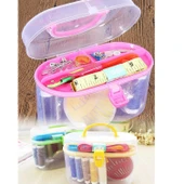 24 Parça Ip Iğne Makaslı Mezuralı Mini Dikiş Seti Çantalı Dikiş Seti Seyahat Boy İğne İplik Seti - 1