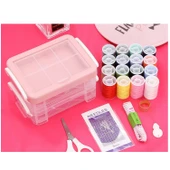 Özel Kutulu 30 Parça Mini Dikiş Seti Iğne Iplik Balıkçı Makas Mezura Yüzük İğne İplik Seti - 6