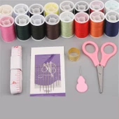 Özel Kutulu 30 Parça Mini Dikiş Seti Iğne Iplik Balıkçı Makas Mezura Yüzük İğne İplik Seti - 2