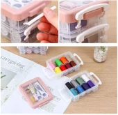 Özel Kutulu 30 Parça Mini Dikiş Seti Iğne Iplik Balıkçı Makas Mezura Yüzük İğne İplik Seti - 3