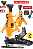 Staxx 2 Ton x2Adet Set Sehpa Tip Kriko Standı + 2 Ton/2000Kg Arabalı Kriko El Fenerli Garaj Set - 1