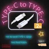 C95 3.0A Type-C To Type-C Şarj ve Senkron Kablosu Syrox C95 2mt -Her Iki Tarafı Type-C Girişli - 1