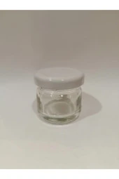29cc Şeffaf Cam Beyaz Kapak Kavanoz,mini Kavanoz,bal Kavanozu,süs Kavanozu,100 Adet - 1