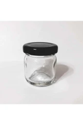 40 Cc. Mini Kavanoz - Cam Kavanoz - Siyah Kapaklı - 72 Li Paket - 1