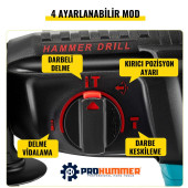 Prohummer PH014 88VF 5ah Kömürsüz Şarjli Professional Kırıcı Delici (Mavi) - 2