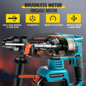 Prohummer PH014 88VF 5ah Kömürsüz Şarjli Professional Kırıcı Delici (Mavi) - 5