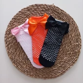 MARS BABY KIZ BEBEK PEMBE TURUNCU SİYAH FİLE ÇORAP - 1