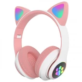 Polham BT5.0V Led Işıklı Kedi Tipi Kafa Üstü Bluetooth Kulaklık, Pati ve Kedi Kulak Tasarımlı Yeni Nesil Kulaklık - 1