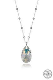Swarovski Crystal Kadın 22 mm Top Zincirli Damla Gümüş Kolye - 1