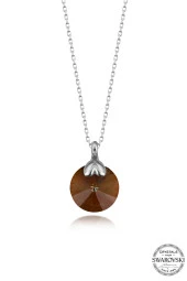 Swarovski Crystal Kadın Brown Zirconia Gümüş Kolye - 1
