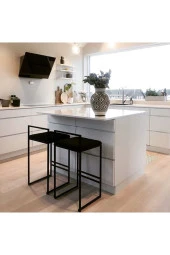 Bar Sandalyesi Yüksek Sandalye Bistro Sandalye Cafe Sandalyesi Bar Taburesi 2'li Set - 1