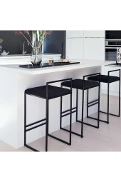 Bar Sandalyesi Yüksek Sandalye Bistro Sandalye Cafe Sandalyesi Bar Taburesi 2'li Set - 3