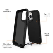 Vendas Apple iPhone 15 Pro Kılıf Zore Airbag Kenarlı T-Max Mat Standlı Kapak thumbnail 6